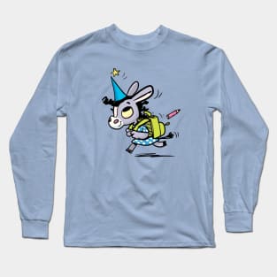 little girl donkey rushes to school Long Sleeve T-Shirt